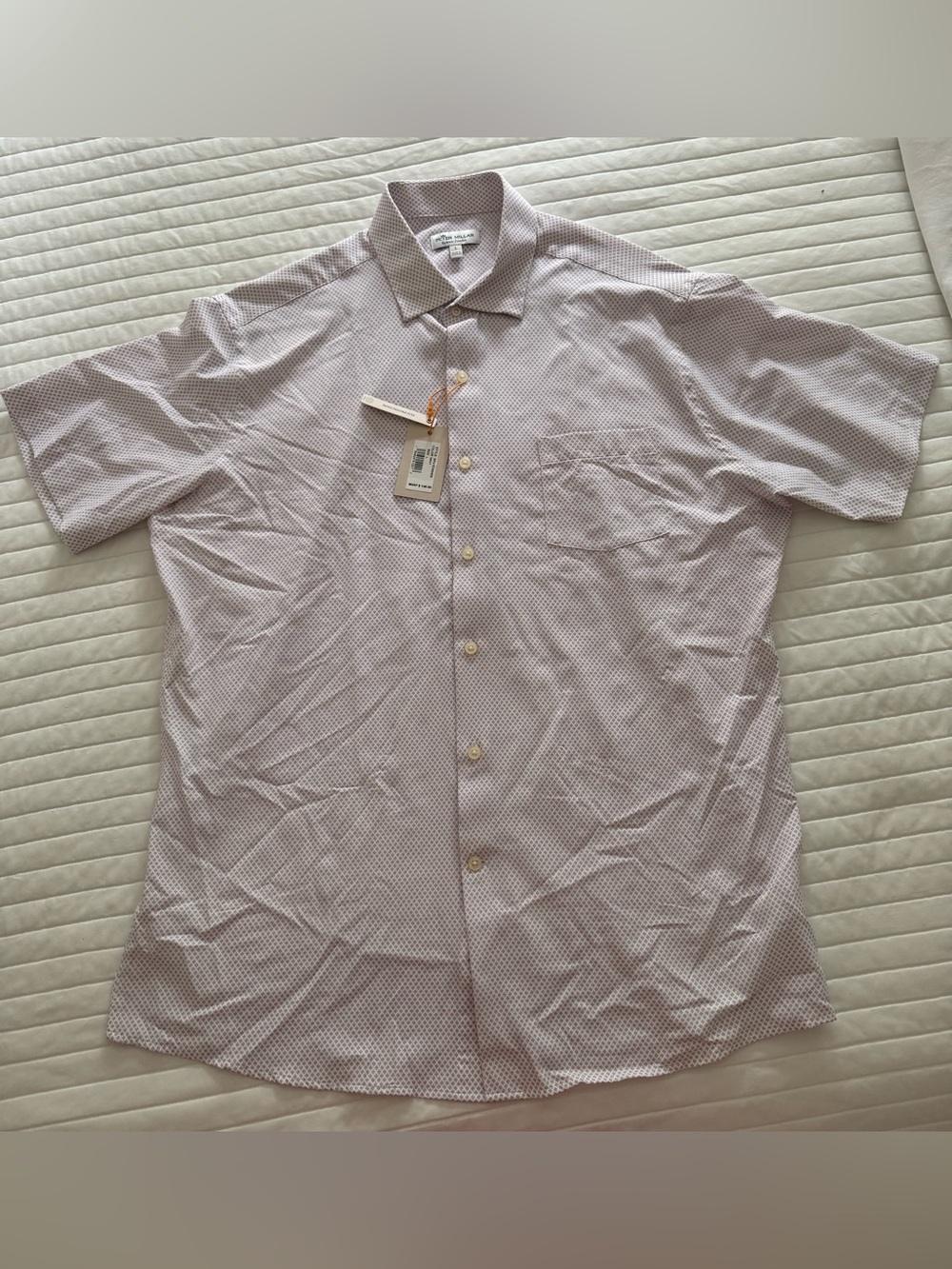 Peter Millar Summer Comfort Men's Short-Sleeve Button-Up in Light Purple Dot